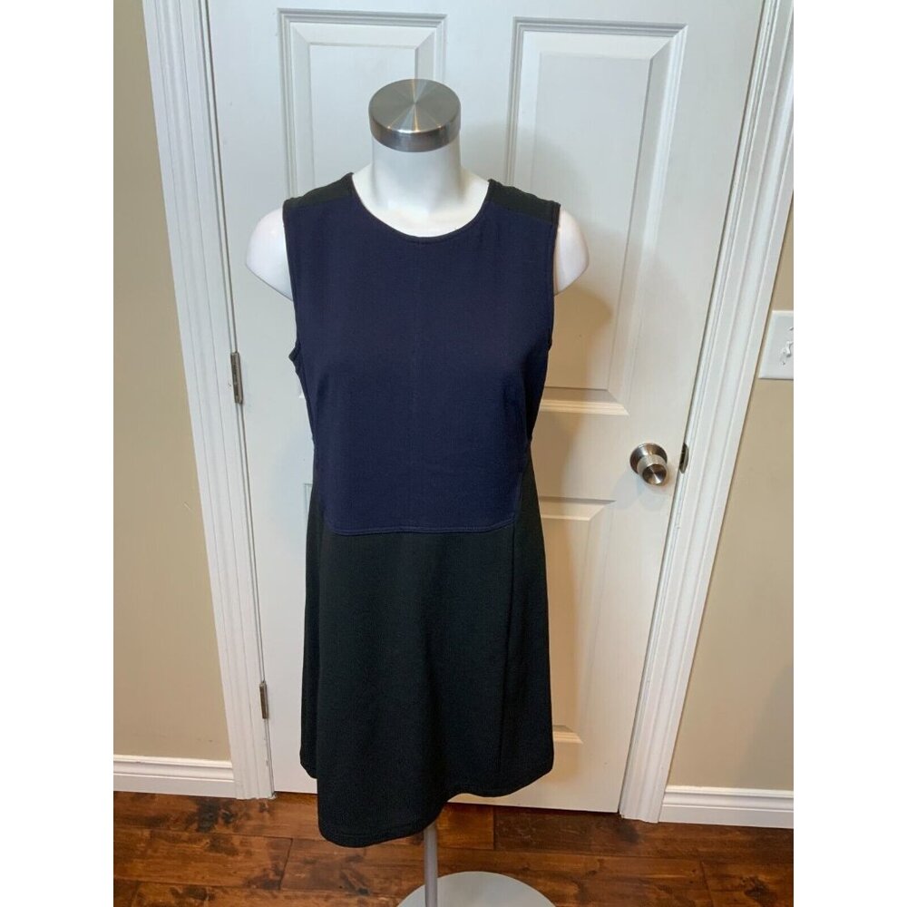 KaufmanFranco KF Blue Black Colorblock Sleeveless Shift Dress, Size 10
